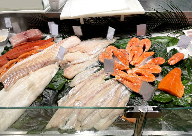 istock fresh fish seafood in supermarket 1376700291