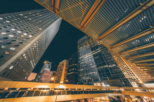 Town square in central Hong Kong at night