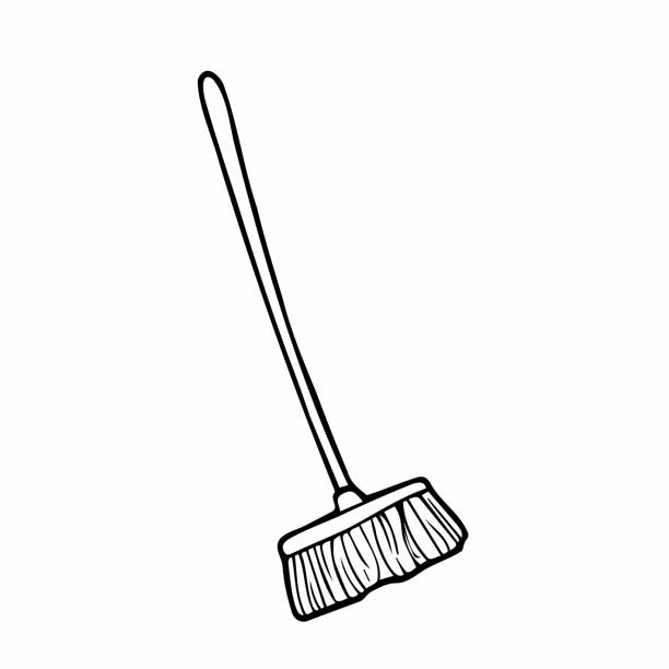 小物のアイコンを掃除落書き。ベクトルほうきスケッチ - broom sweeping cleaning work tool点のイラスト素材／クリップアート素材／マンガ素材／アイコン素材