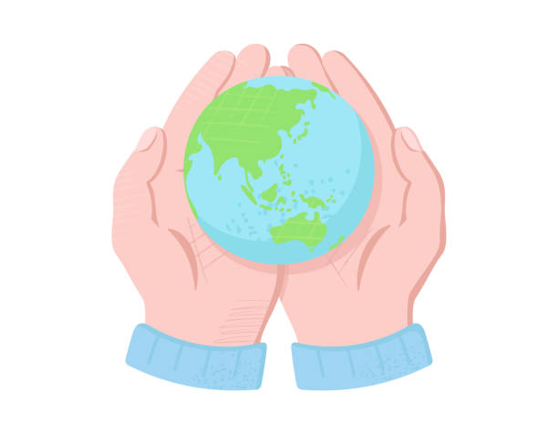 istock Illustration of holding the earth carefully with both hands, Vector illustration 1376750515