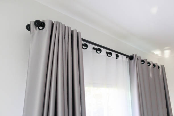 istock Curtain window interior decoration in living room 1376831310