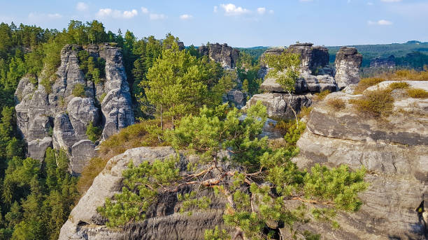 istock Elbe Sandstone Mountain view at the Bastei Bridge, Saxony, Germany 1376846049