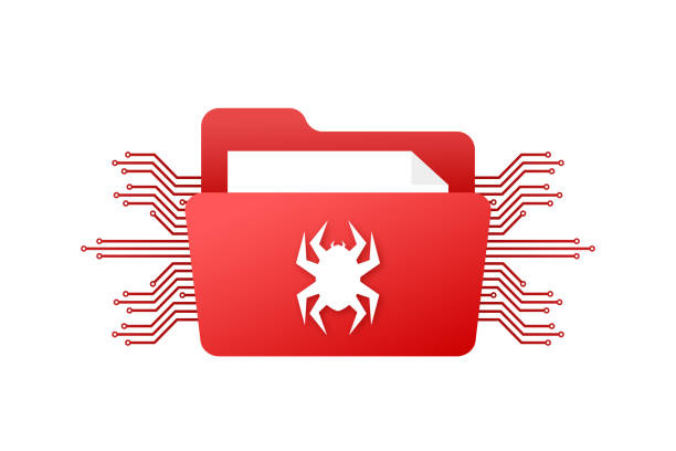 illustrations, cliparts, dessins animés et icônes de virus informatique dans le fichier. protection antivirus. icône plate. illustration vectorielle - computer bug flash