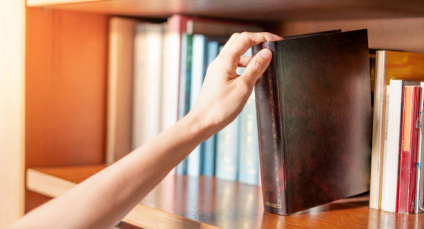 istock Female hand holding notebook and reading book for relaxing and the knowledge while sitting on the sofa in the living room in their house. 1376969209