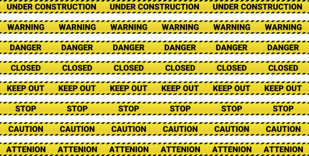 Seamless variation set of yellow barricade tape indicating no entry Vector Illustration warning coloration stock illustrations