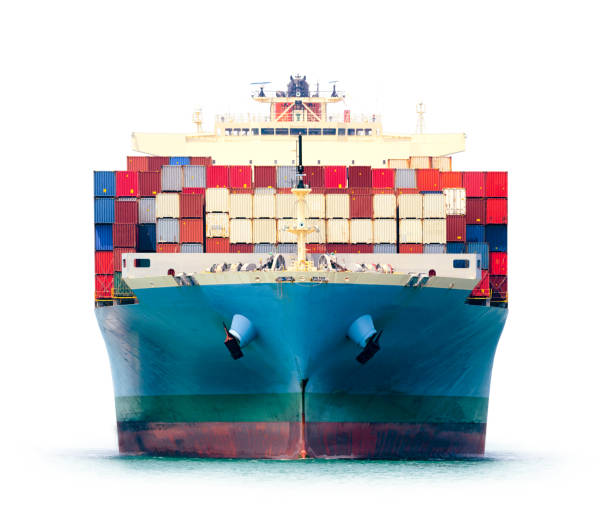 istock Container Cargo Ship isolated on white background, Freight Transportation and Logistic Concept, Shipping 1377048612