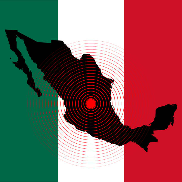 멕시코 지진 - seismic waves stock illustrations