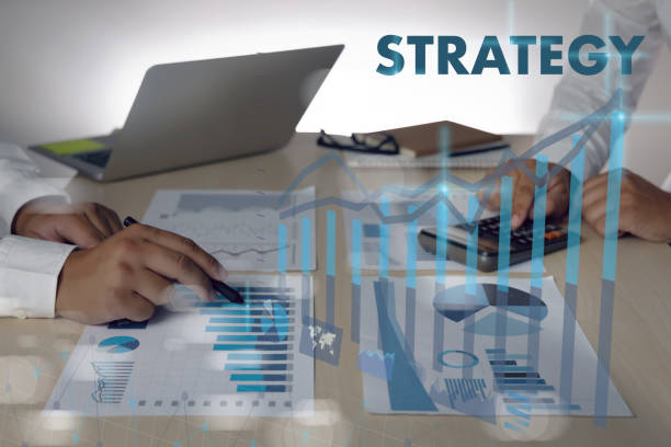 istock Workers on table network graphic Business strategy, financial with laptop computer 1377065014