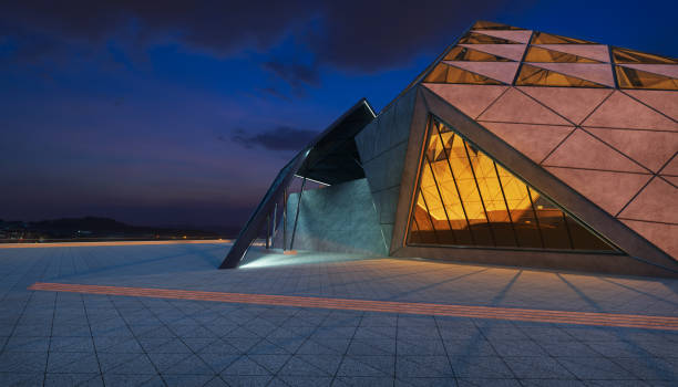 istock Contemporary triangle shape design modern Architecture building exterior 1377082027