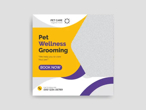 Vector illustration of Pet Care Social Media Post Ads Banner