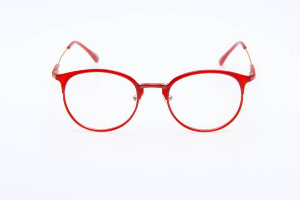 istock Fashion sunglasses red frames on white background. 1377103905