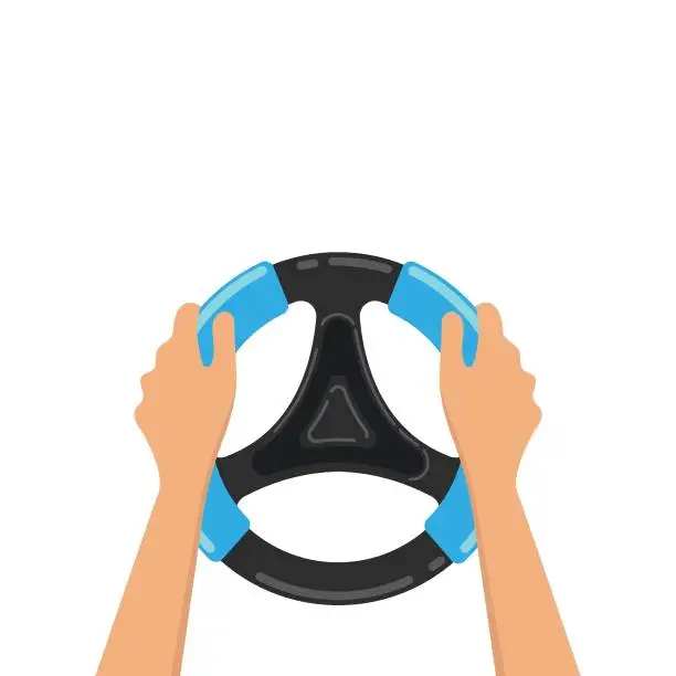 Vector illustration of hands holding car steering wheel vector illustration concept design template