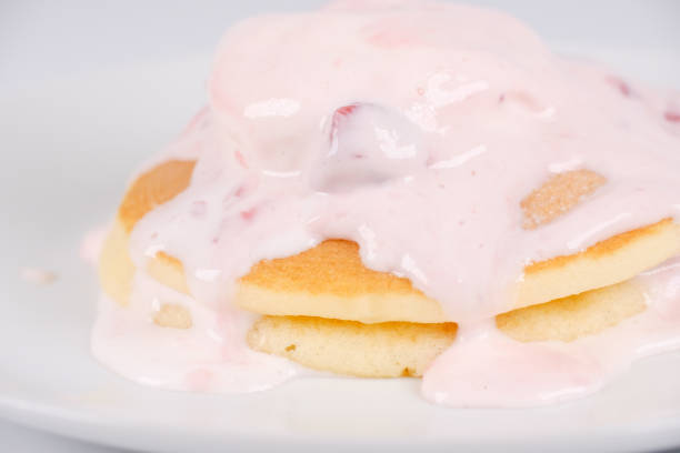 Pancakes with strawberry ice cream