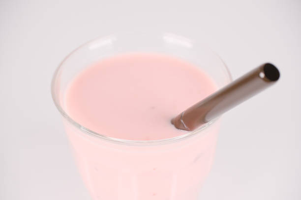 Strawberry Milk Drink, close up photo