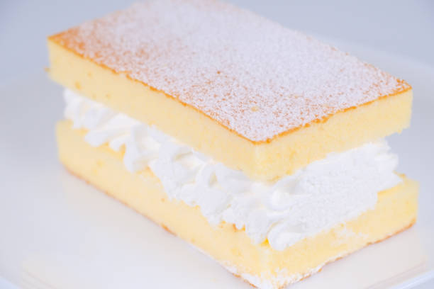 istock Cream sandwich castella, close up photo 1377210123