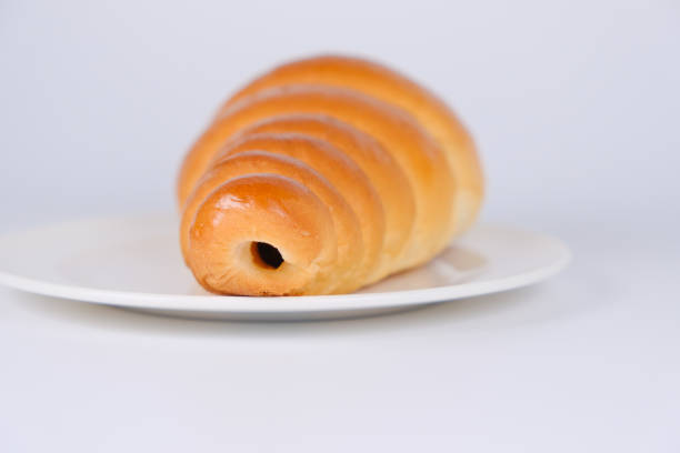 Japanese bread Chocolate cornet, close up photo