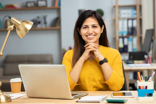 Portrait of a businesswoman working in a modern office, stock photo stock photo