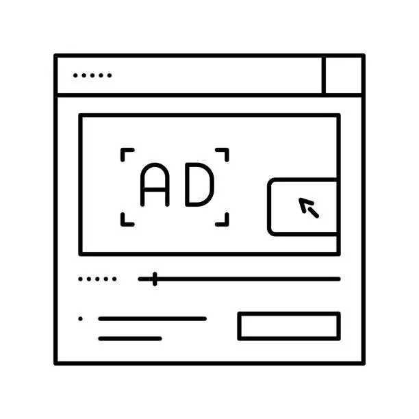 Vector illustration of advertisement block technology line icon vector illustration