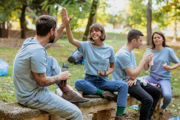 istock Break from cleaning our beautiful park 1377288240