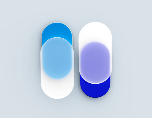 istock Infographic 3d long circle label, Transparent frosted Minimal infographic with number 2 options processes 3d illustration 1377291887