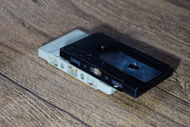istock Audio cassette. Retro music medium, compact cassette tape recorder. 1377299027