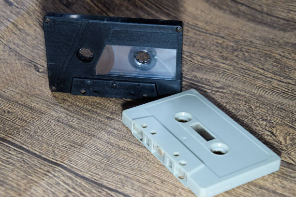 istock Audio cassette. Retro music medium, compact cassette tape recorder. 1377299169