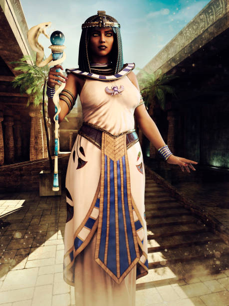 istock Ancient Egyptian woman with a snake staff 1377300407
