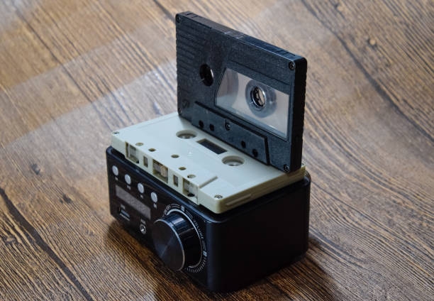 istock Audio cassette next to the amplifier on the table 1377301522