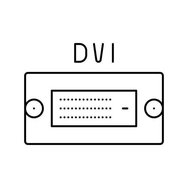 Vector illustration of dvi computer port line icon vector illustration