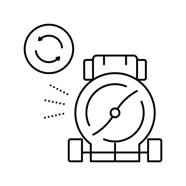 illustrazioni stock, clip art, cartoni animati e icone di tendenza di lama rotante di tosaerba linea icona illustrazione vettoriale - rotary mower illustrations