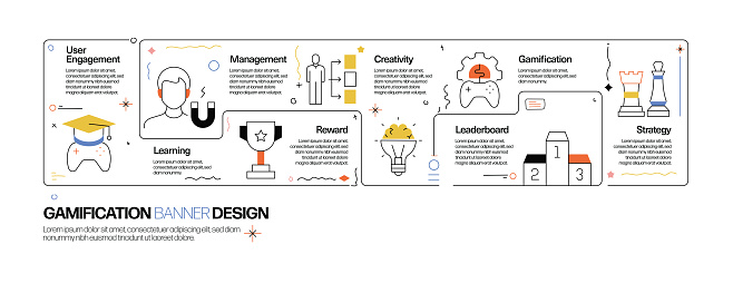 Gamification Design Graphics Gamification Concept Line Style Vector Illustration Stock Illustration ...