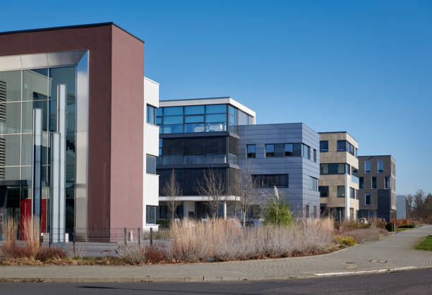 istock Various modern buildings in an office park 1377363592