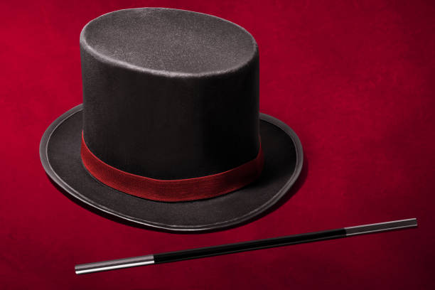 Retro style magician hat on white background.