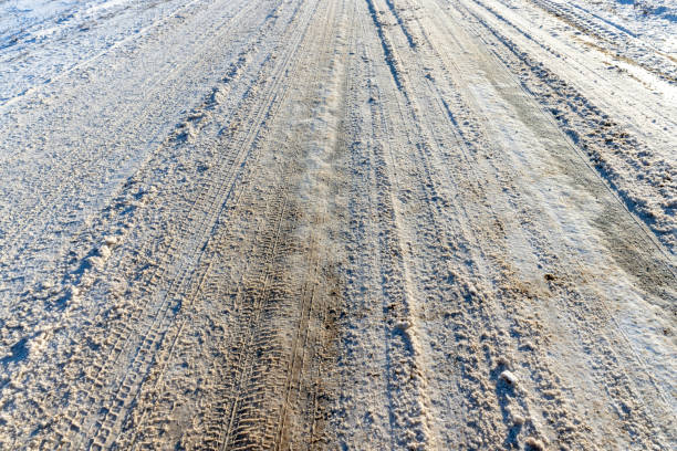 istock dangerous road in winter after snowfall, 1377408386