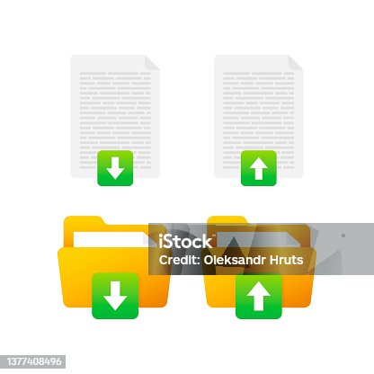istock Download file icon. Document downloading concept. Trendy flat design. Vector illustration 1377408496