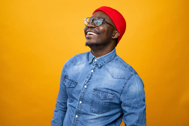 istock Handsome African American male model posing in a professional studio 1377408646