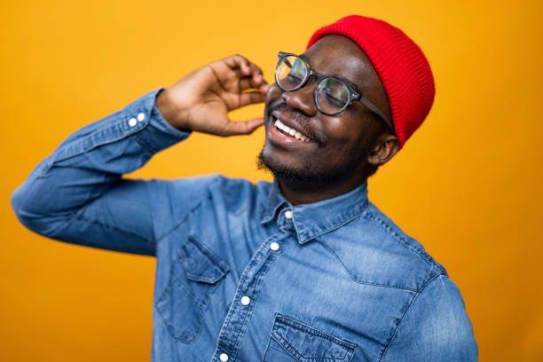 istock Handsome African American male model posing in a professional studio 1377408679