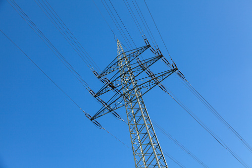 Power Pole Blue Sky High Voltage Cable