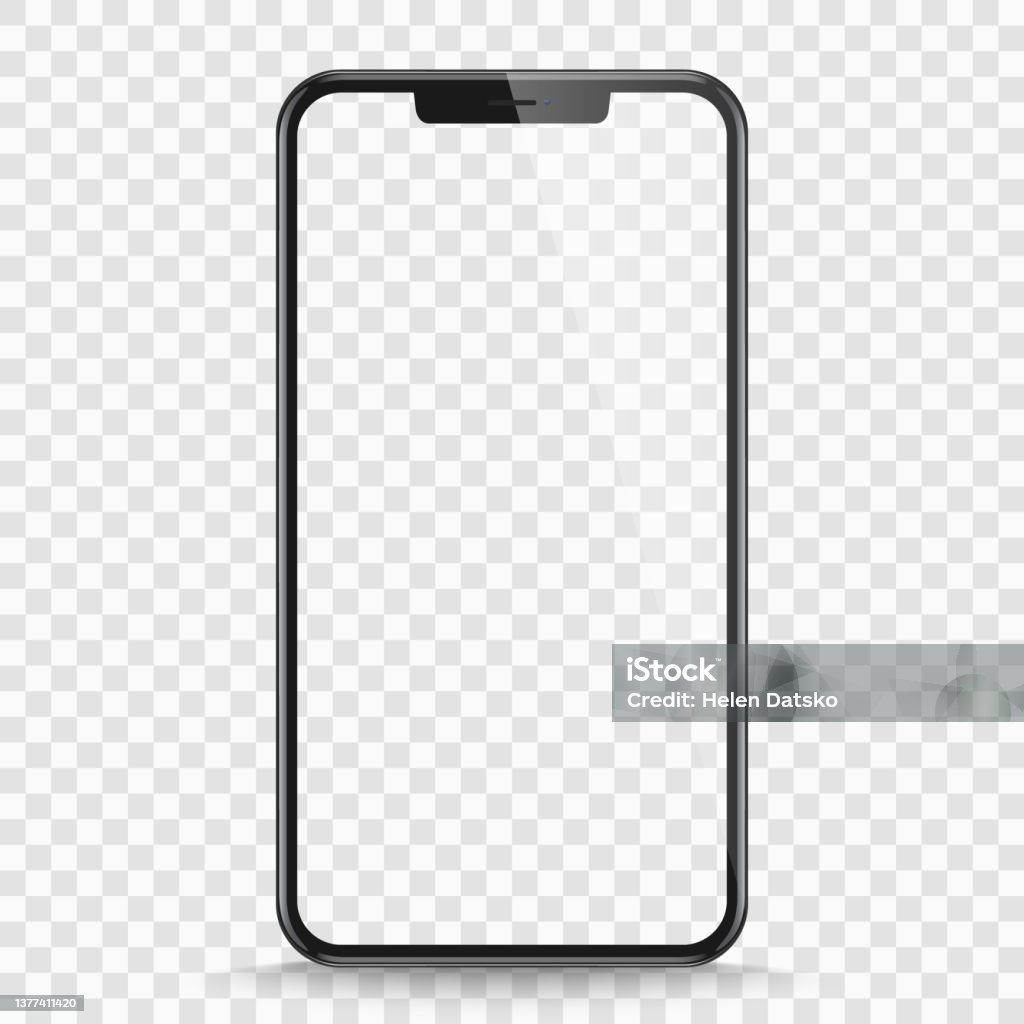 Studio shot of Smartphone with blank screen for Infographic Global Business . Front View Display. Vector illustration. JPG Telephone stock vector