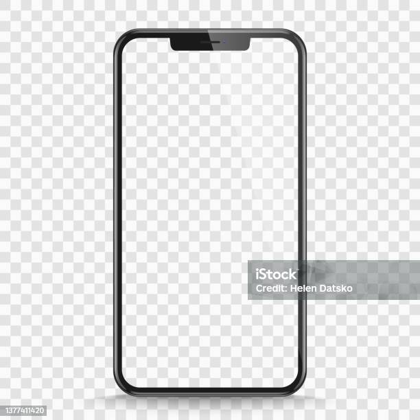 Studio Shot Of Smartphone With Blank Screen For Infographic Global Business Front View Display Vector Illustration Jpg Stock Illustration - Download Image Now