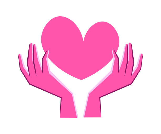ilustraciones, imágenes clip art, dibujos animados e iconos de stock de manos humanas sosteniendo un corazón - consoling human hand human heart care