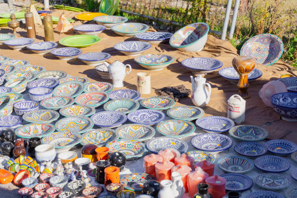istock Tableware and other porcelain items at a street fair 1377424057