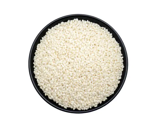 Glutinous rice on white background.