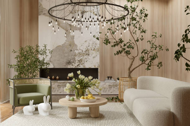 istock Interior of modern living room during Easter 1377455854