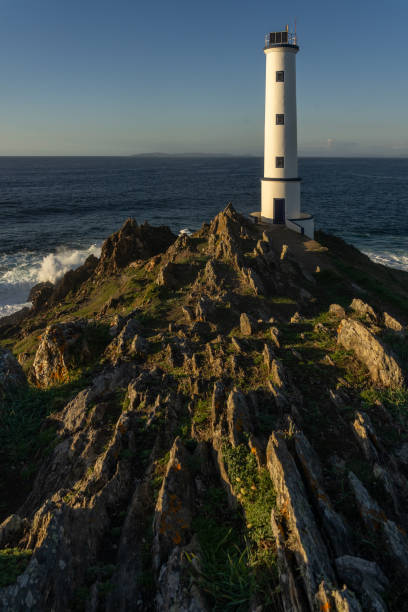 istock Cabo (cape) Home lighthouse on the cliffs at sunset in Rias Baixas zone in Galicia coast. 1377476845