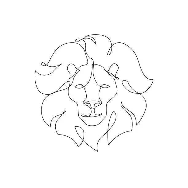 Vector illustration of Astrological Leo zodiac sign one line drawing