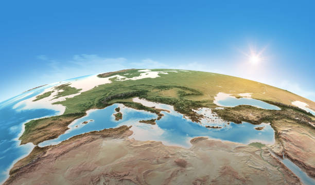 istock Physical map of Mediterranean Sea 1377496303