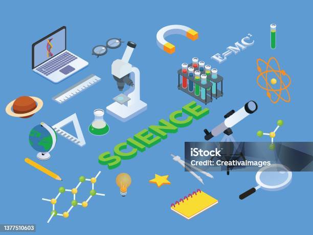 Science Machine Background Science Equipments With Blue Background Stock Illustration - Download ...