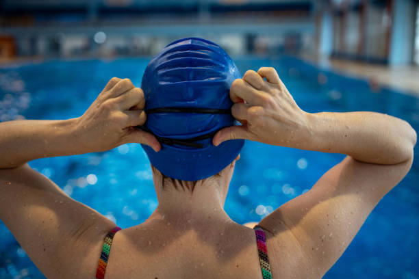 istock Swimmer preparing to swim 1377525136