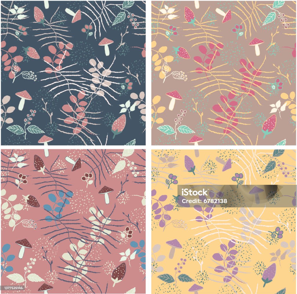 4 Forest Patterns Stock Illustration - Download Image Now - Autumn ...